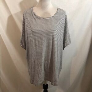 Terra Sky navy Blue & White Striped Short Sleeve Top - Womens 3X, Bust 30”